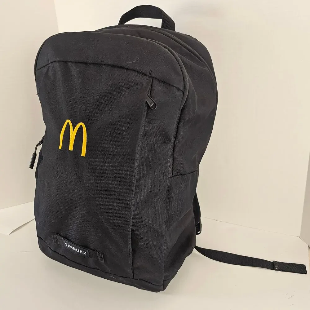 Timbuk2 McDonald’s Black Backpack Laptop School Travel Bag Yellow Logo 17x12x5